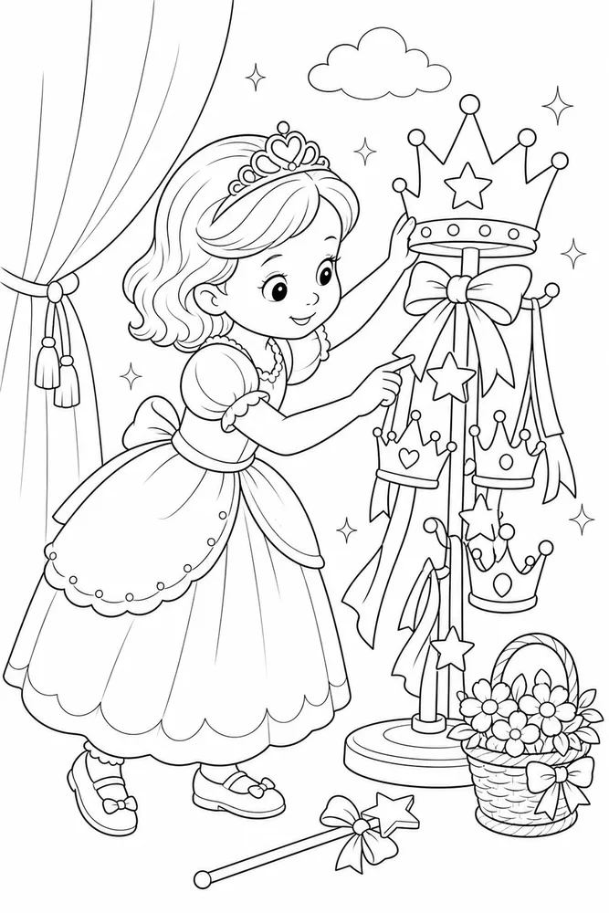 Preschool Princess Preschool princess activity scene coloring page