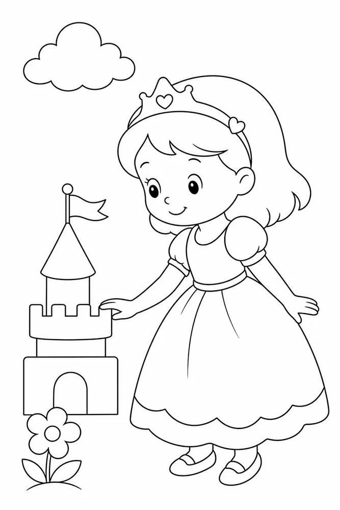 Preschool Princess Preschool princess easy beginner page coloring page