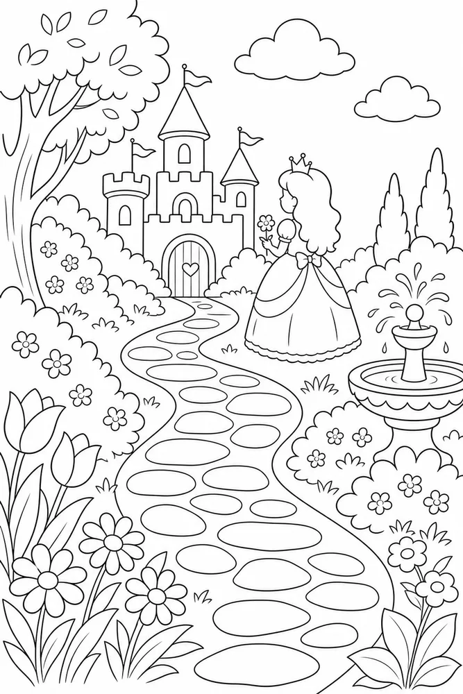 Preschool Princess Preschool princess habitat background coloring page