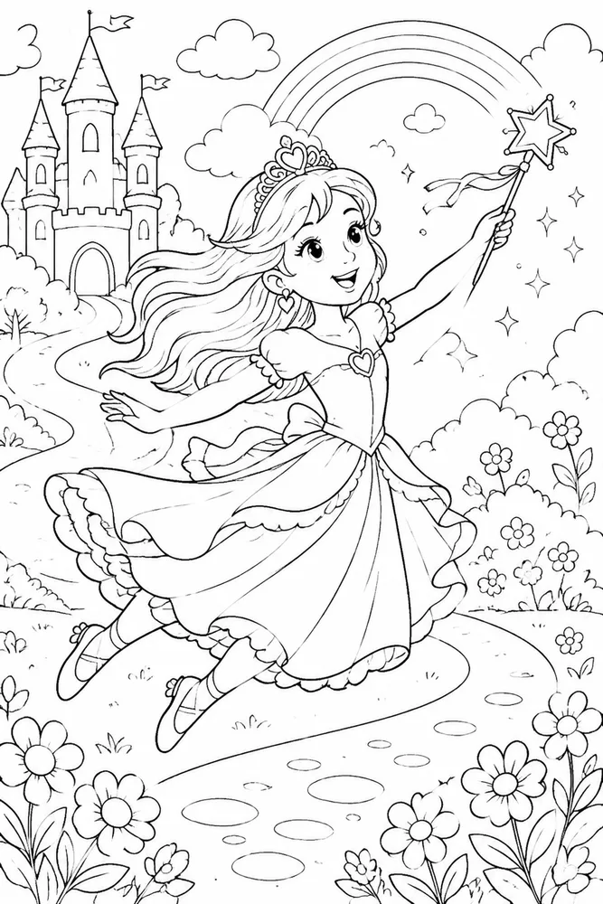 Preschool Princess Preschool princess playful pose coloring page