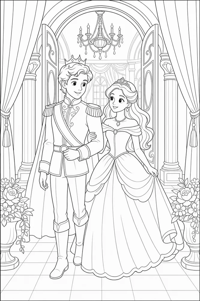 Prince Princess Ballroom Entrance coloring page