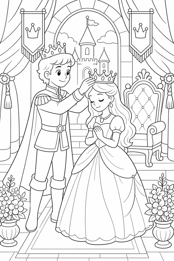 Prince Princess Crown Ceremony coloring page