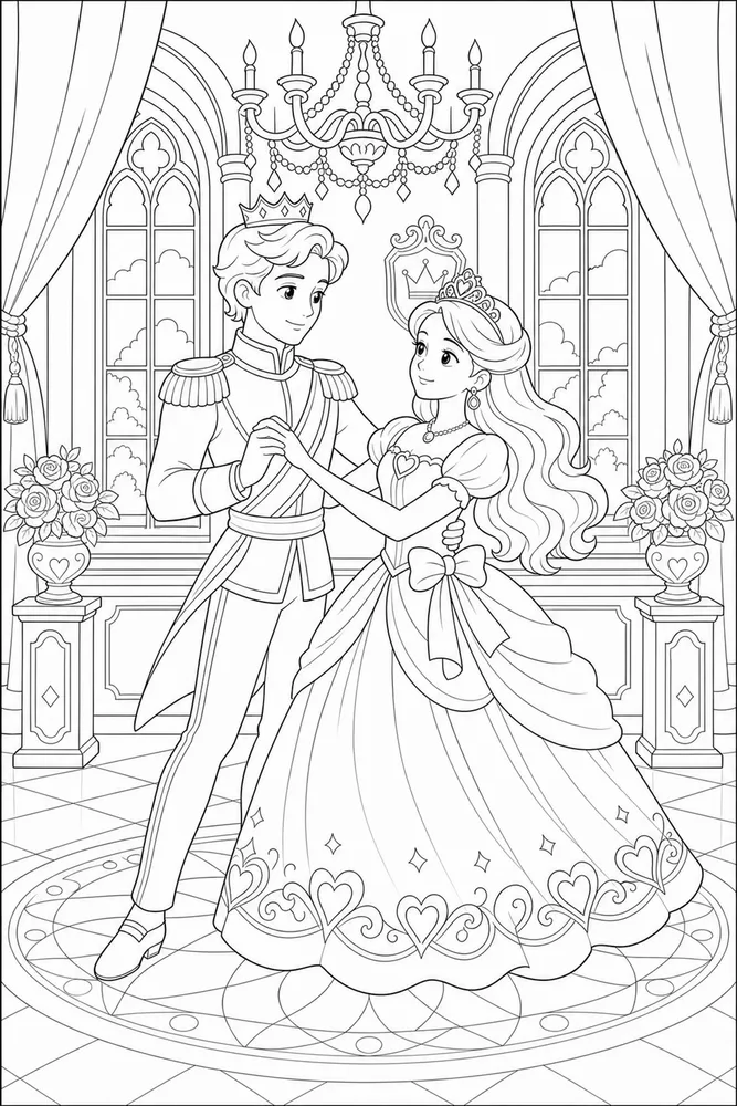 Prince Princess Royal Dance coloring page