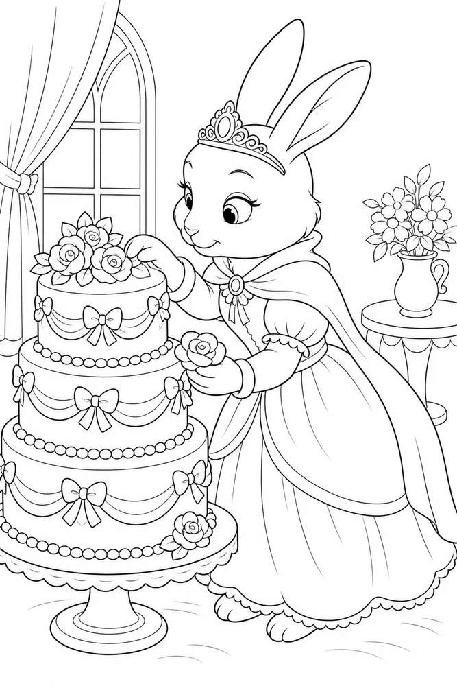 Princess Animal Princess animal activity scene coloring page