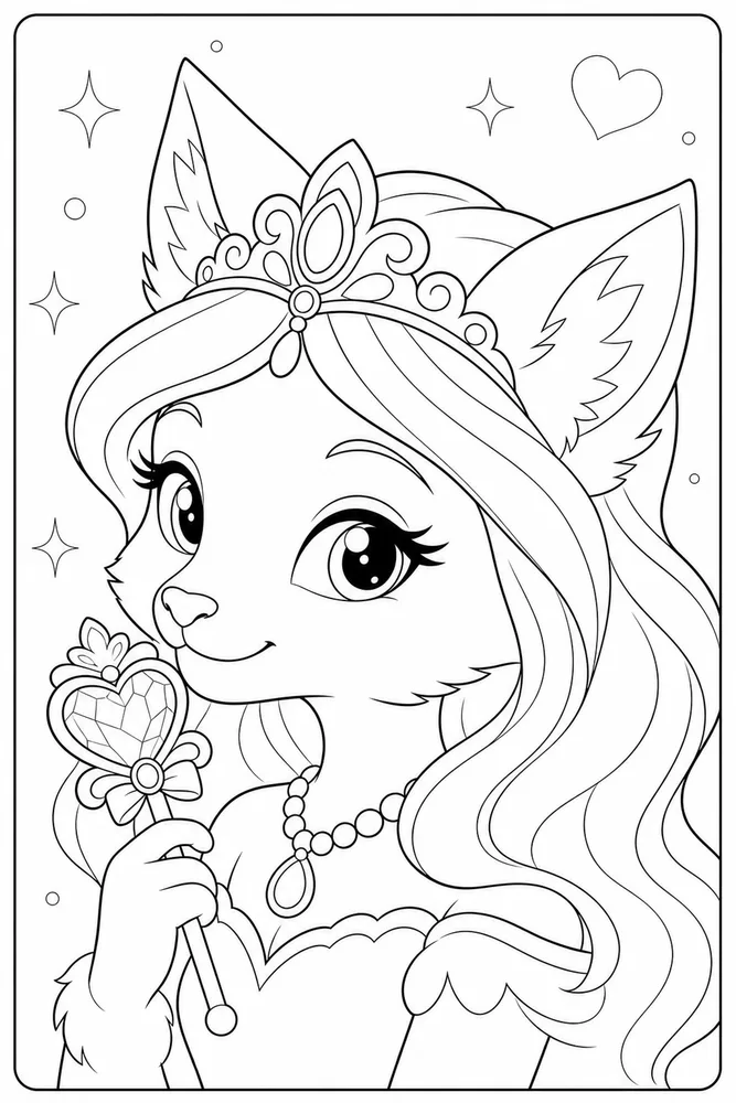 Princess Animal Princess animal close up detail coloring page