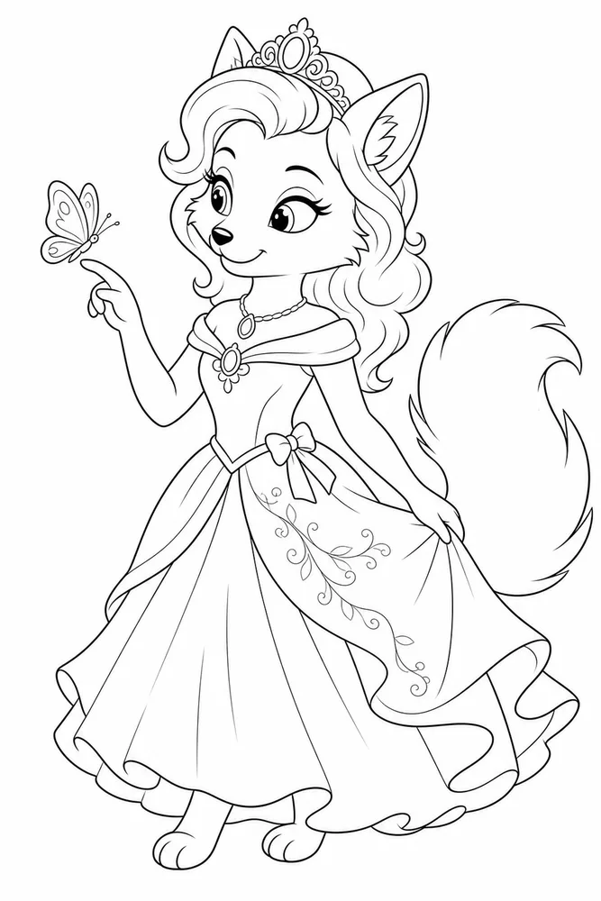 Princess Animal Coloring Pages preview: Princess Animal Princess animal front portrait coloring page