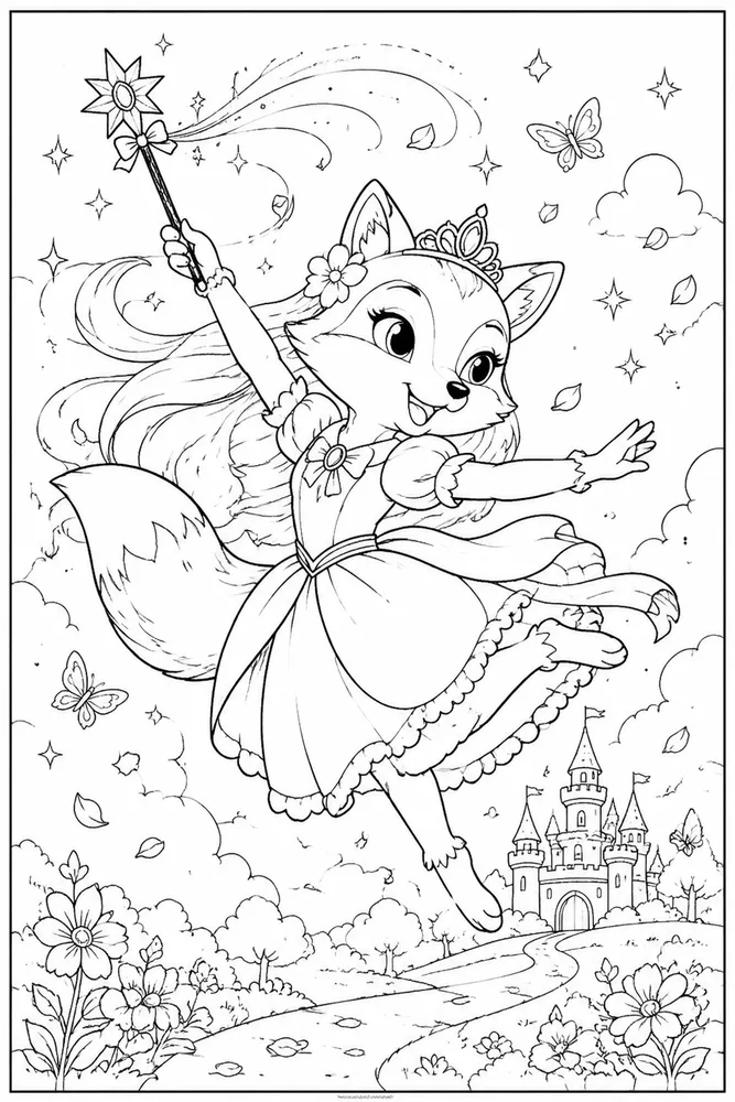 Princess Animal Princess animal playful pose coloring page