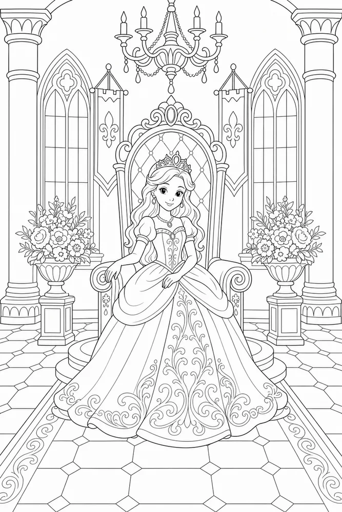 Princess Castle Throne Room coloring page