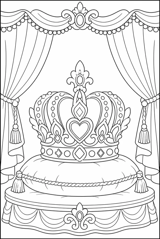 Princess Crown Crown And Curtains coloring page