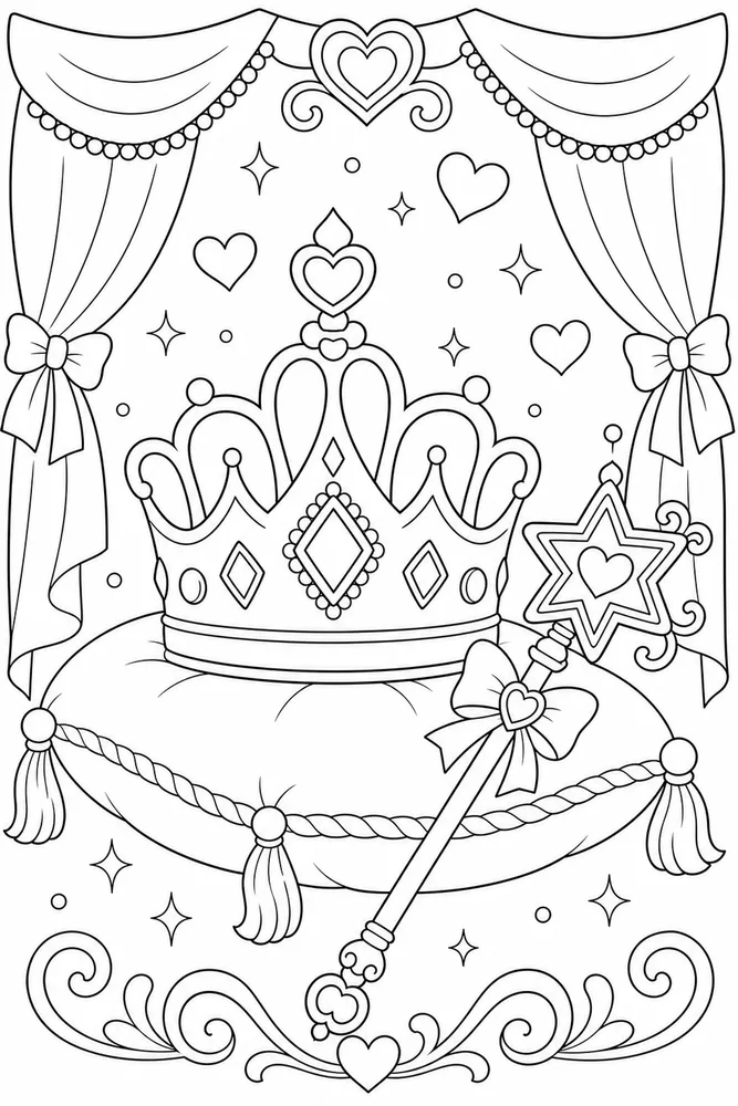 Princess Crown Crown And Wand coloring page