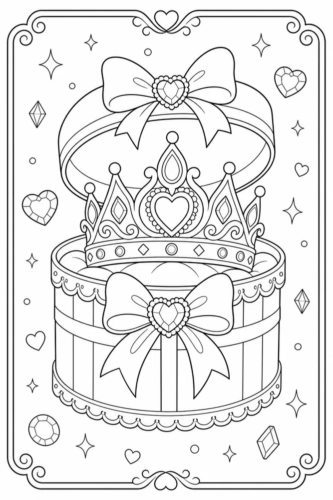 Princess Crown Crown Gift Box coloring page