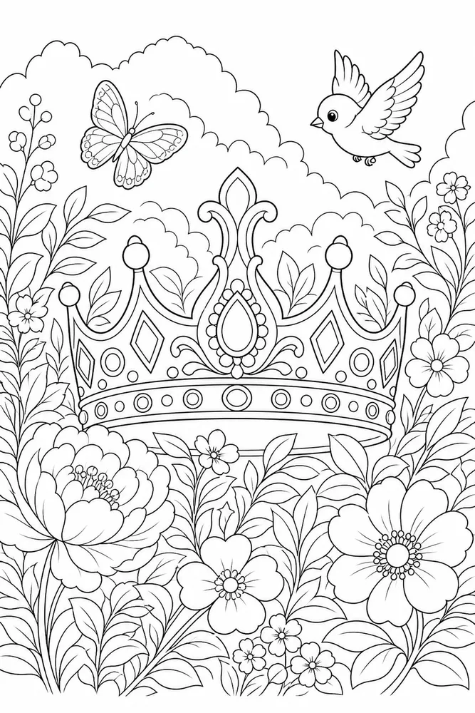 Princess Crown Crown In Garden coloring page