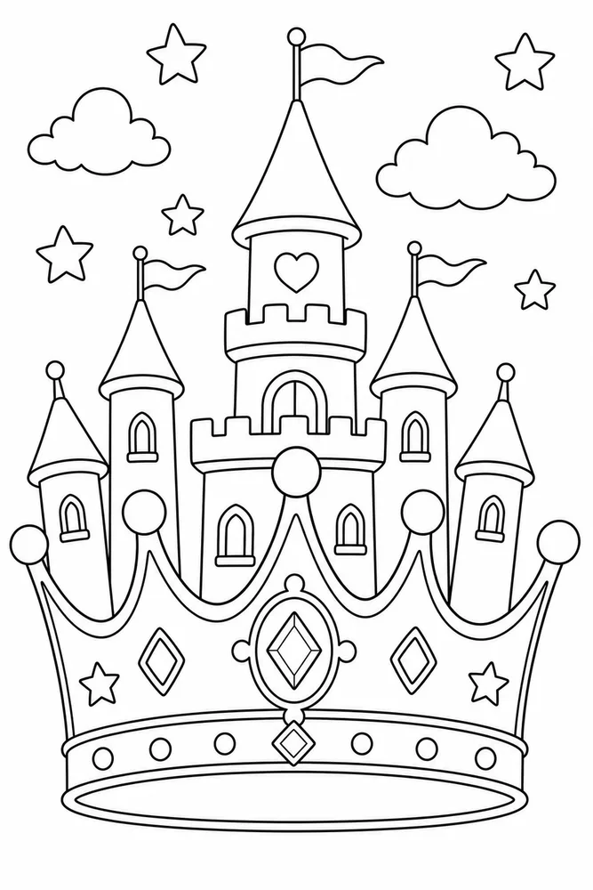 Princess Crown Crown With Castle coloring page