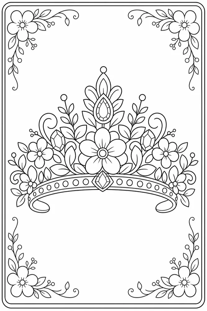 Princess Crown Floral Crown coloring page