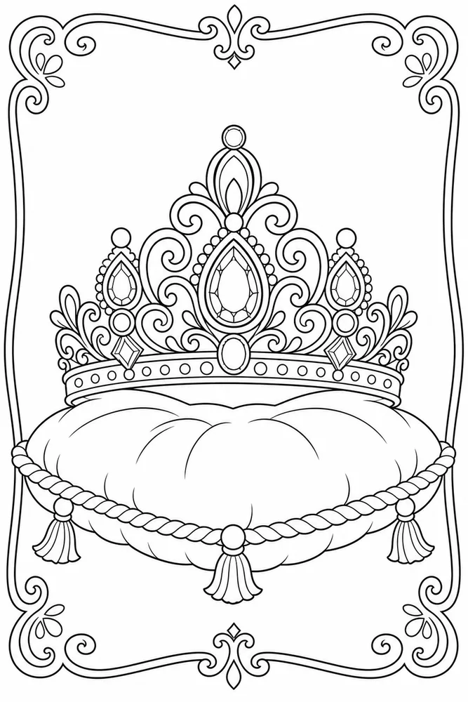 Princess Crown Tiara On Cushion coloring page