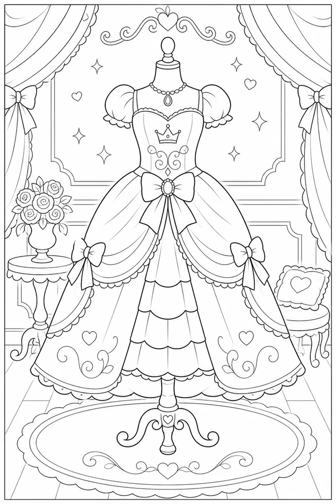 Princess Dress Dress Mannequin coloring page