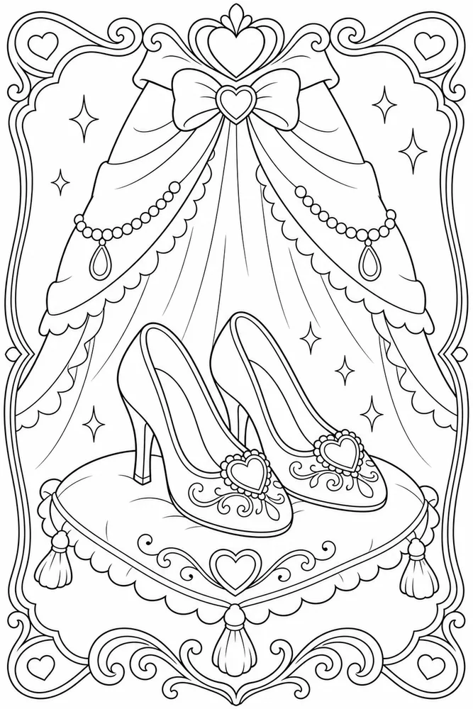 Princess Dress Royal Shoes coloring page