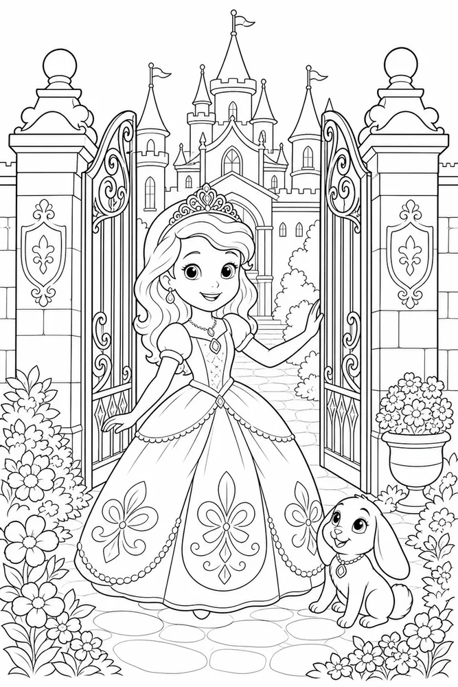 Sofia Princess Princess And Castle Gate printable coloring page