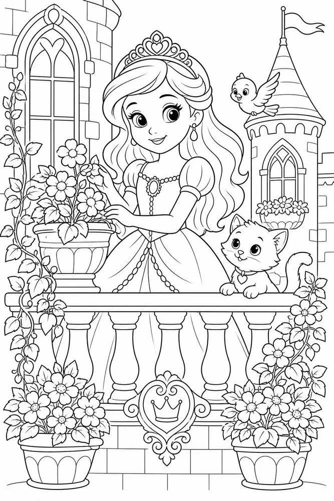 Sofia Princess Princess Balcony Flowers printable coloring page