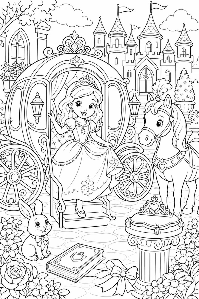 Sofia Princess Princess Carriage Arrival printable coloring page