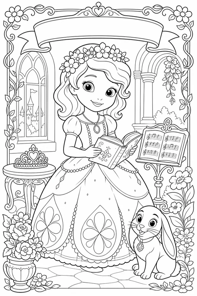 Sofia Princess Princess Flower Crown printable coloring page