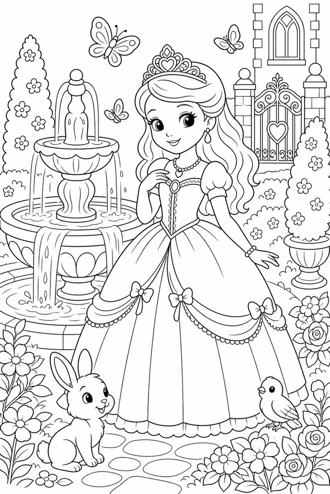 Sofia Princess Princess Garden Fountain printable coloring page