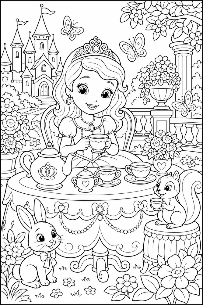 Sofia Princess Princess Garden Tea Party printable coloring page