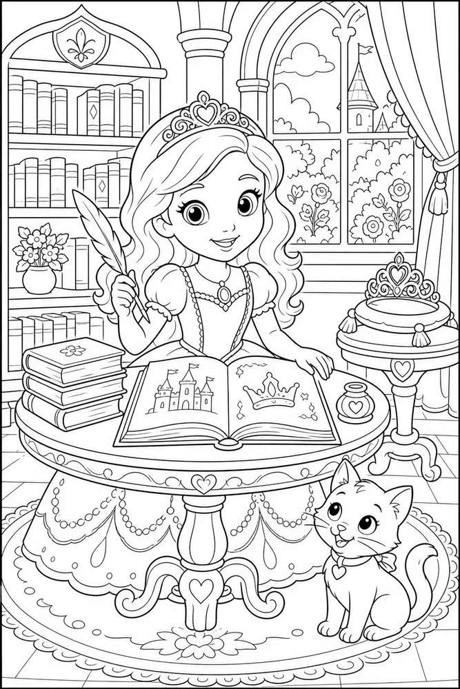 Sofia Princess Princess Library Lesson printable coloring page