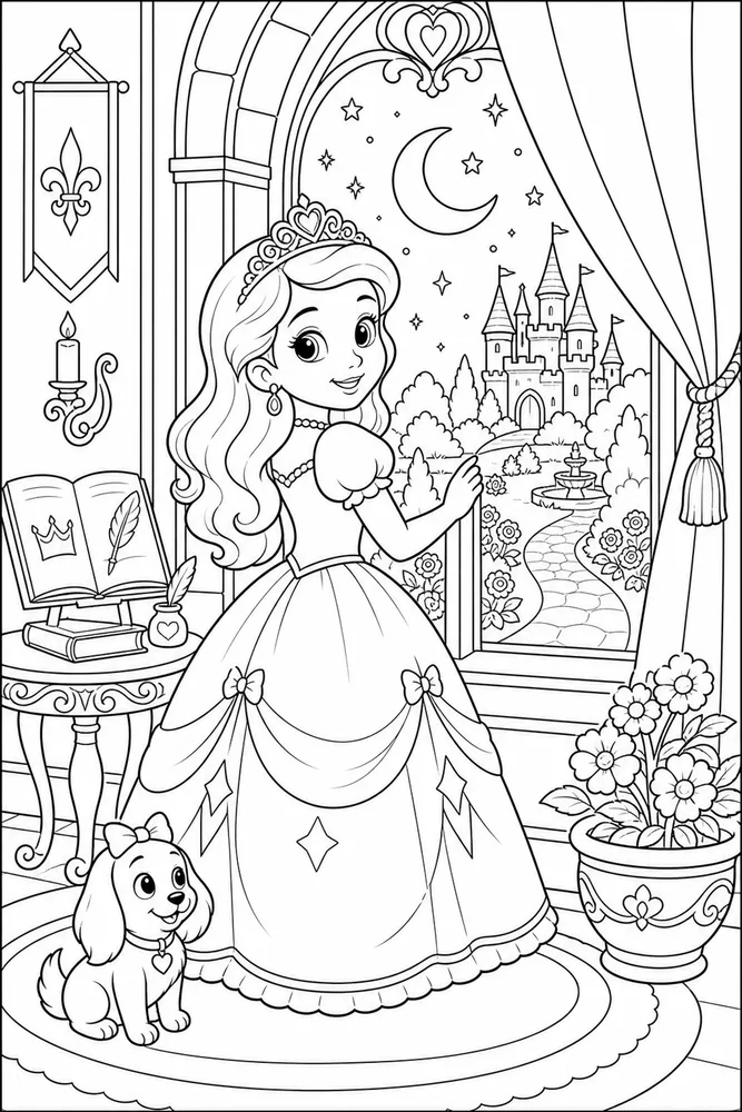 Sofia Princess Princess Moonlit Window printable coloring page