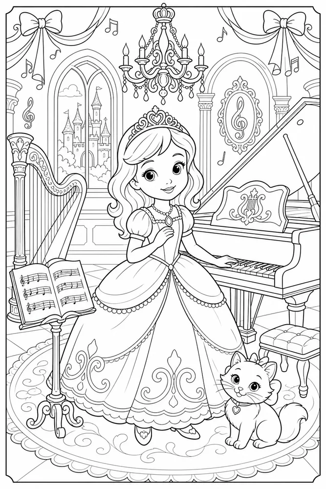 Sofia Princess Princess Music Room printable coloring page