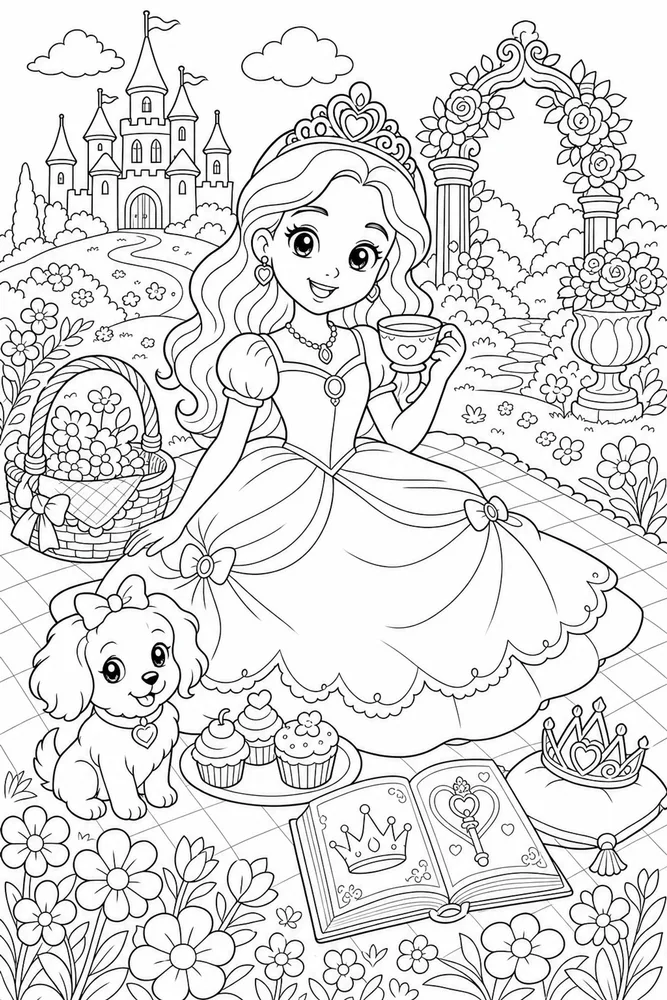 Sofia Princess Princess Picnic Meadow printable coloring page