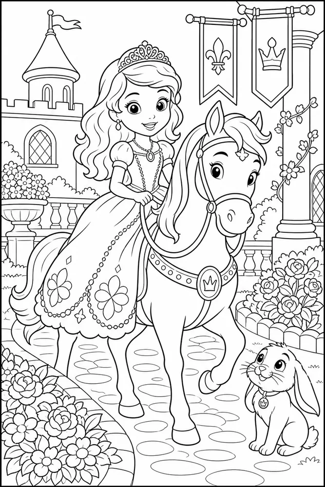 Sofia Princess Princess Royal Horse Ride printable coloring page