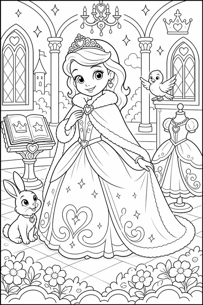 Sofia Princess Princess Winter Cape printable coloring page
