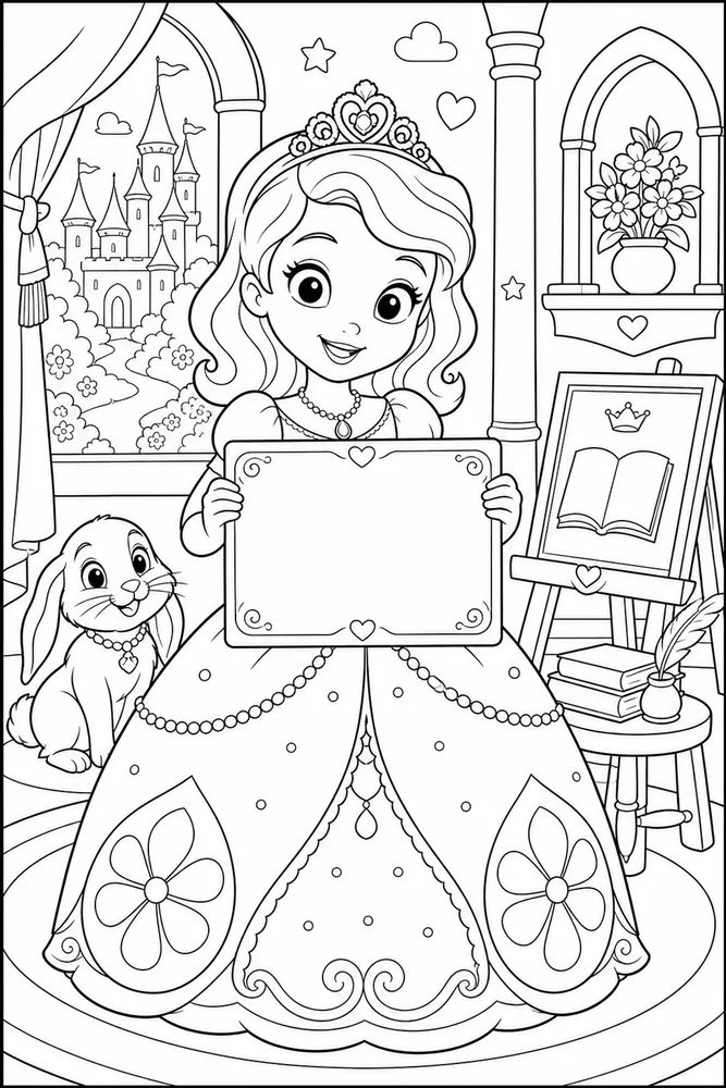 Sofia Princess Princess With Blank Invitation printable coloring page