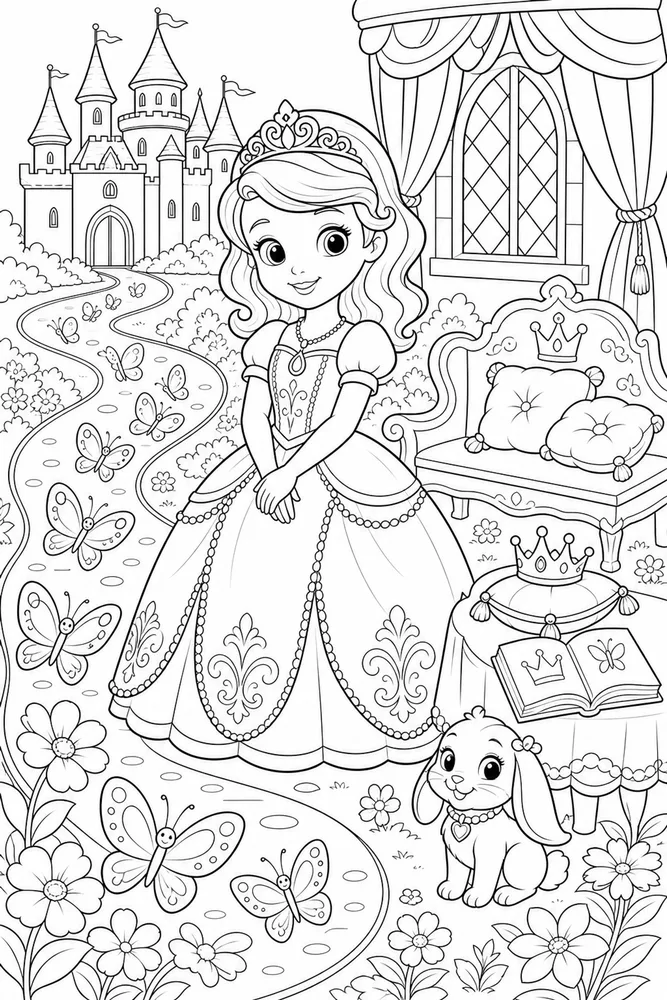 Sofia Princess Princess With Butterfly Path printable coloring page