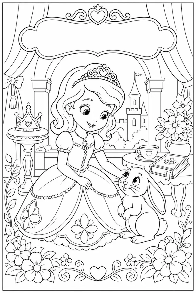 Sofia Princess Princess With Rabbit Friend printable coloring page