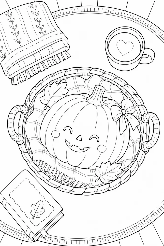 Cute Pumpkin Cute pumpkin cozy indoor moment coloring page