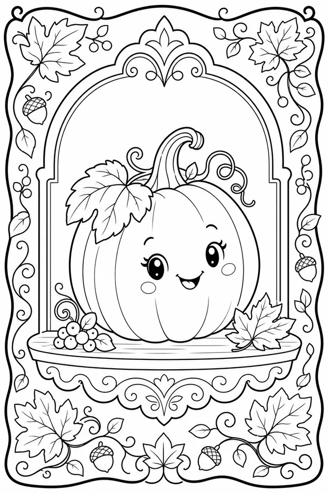 Cute Pumpkin Cute pumpkin decorative border coloring page