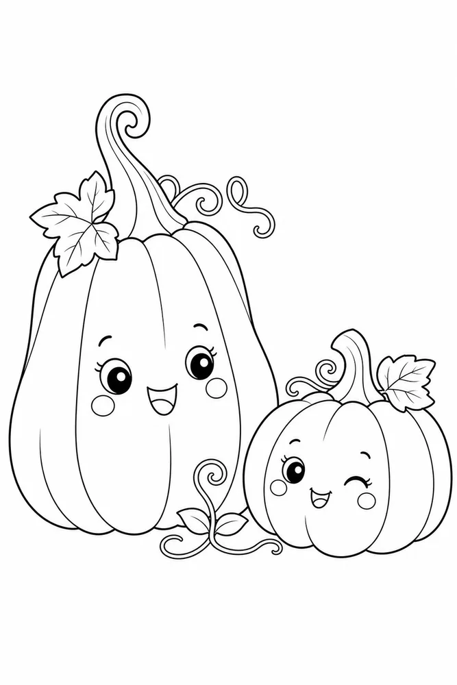 Cute Pumpkin Cute pumpkin family scene coloring page