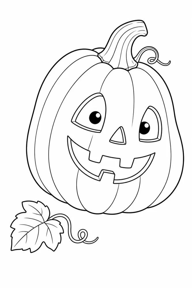 Cute Pumpkin Coloring Pages preview: Cute Pumpkin Cute pumpkin front portrait coloring page