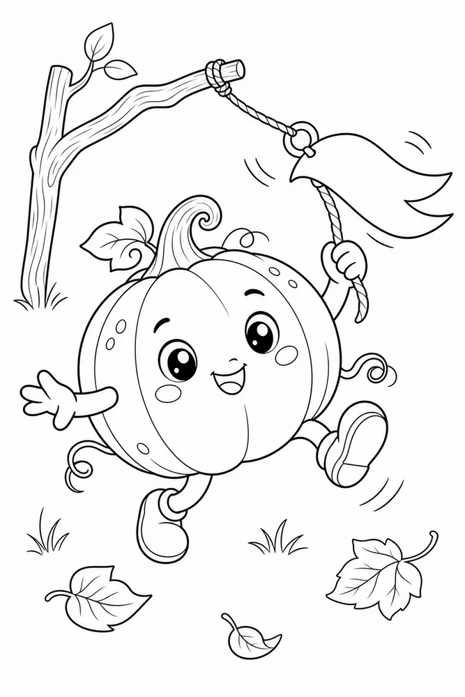 Cute Pumpkin Cute pumpkin playful pose coloring page