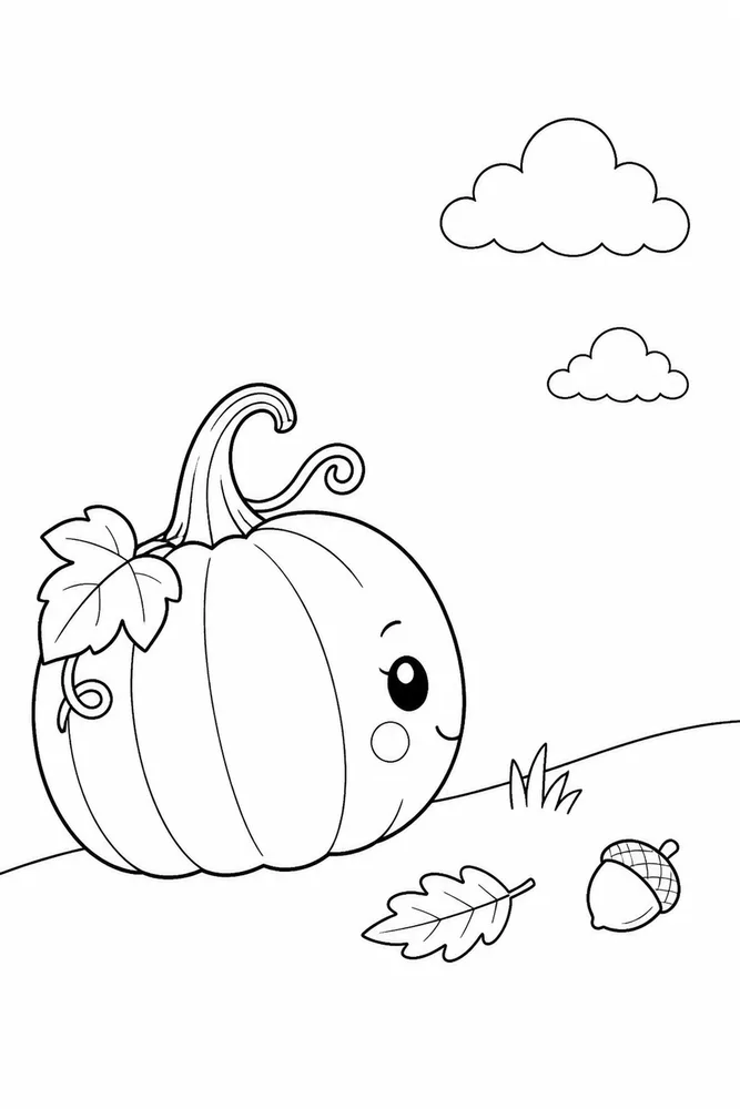 Cute Pumpkin Cute pumpkin simple scene coloring page