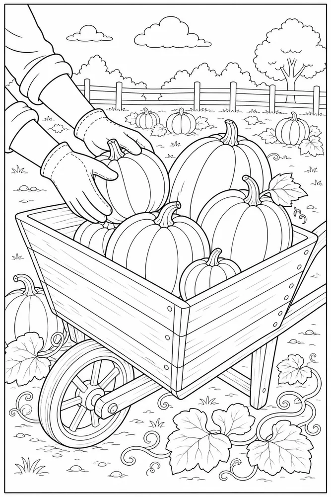 Pumpkin Patch Pumpkin patch activity scene coloring page
