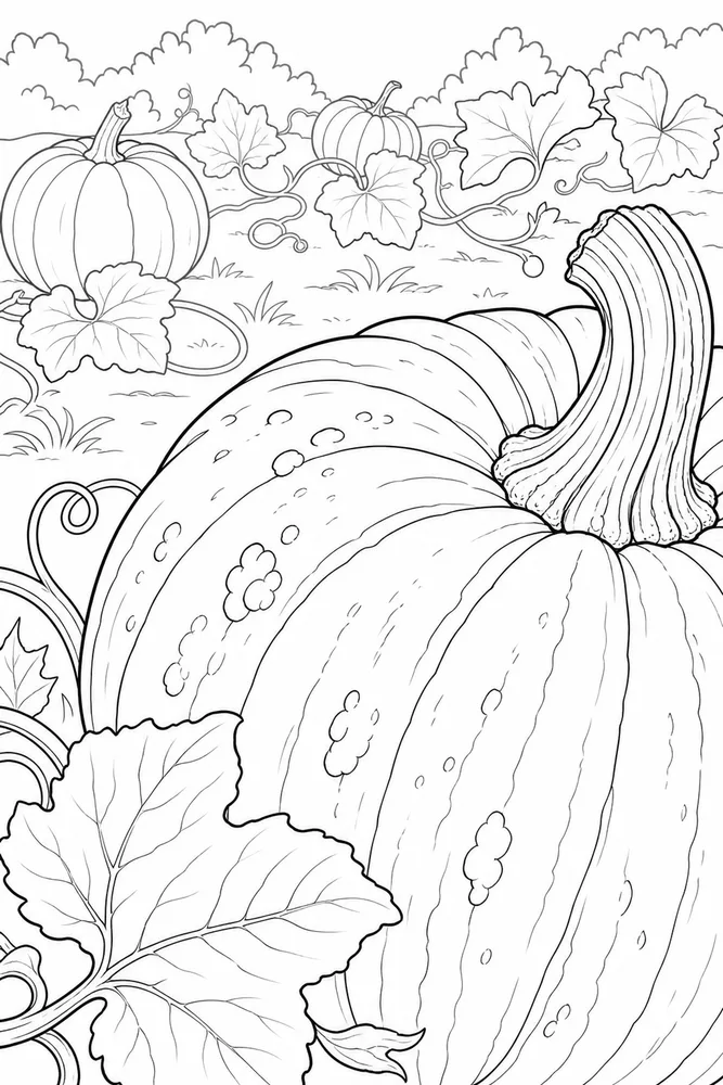 Pumpkin Patch Pumpkin patch close up detail coloring page