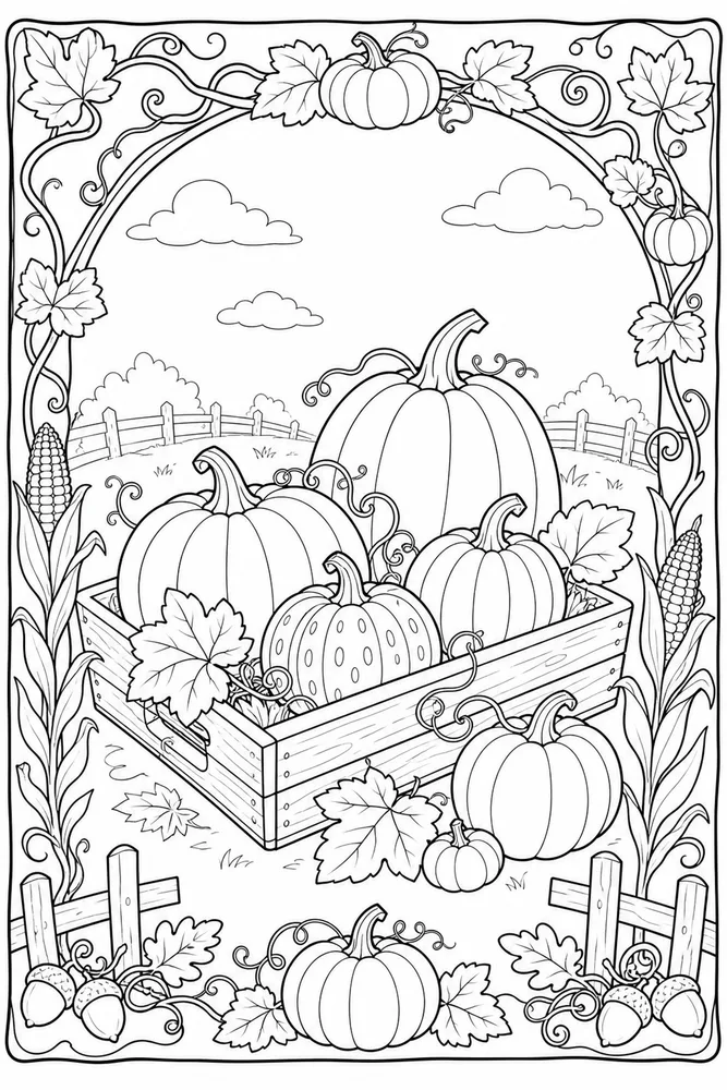 Pumpkin Patch Pumpkin patch decorative border coloring page