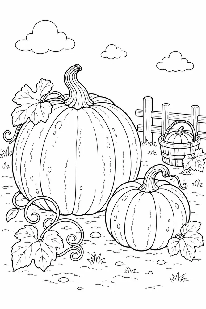 Pumpkin Patch Pumpkin patch family scene coloring page