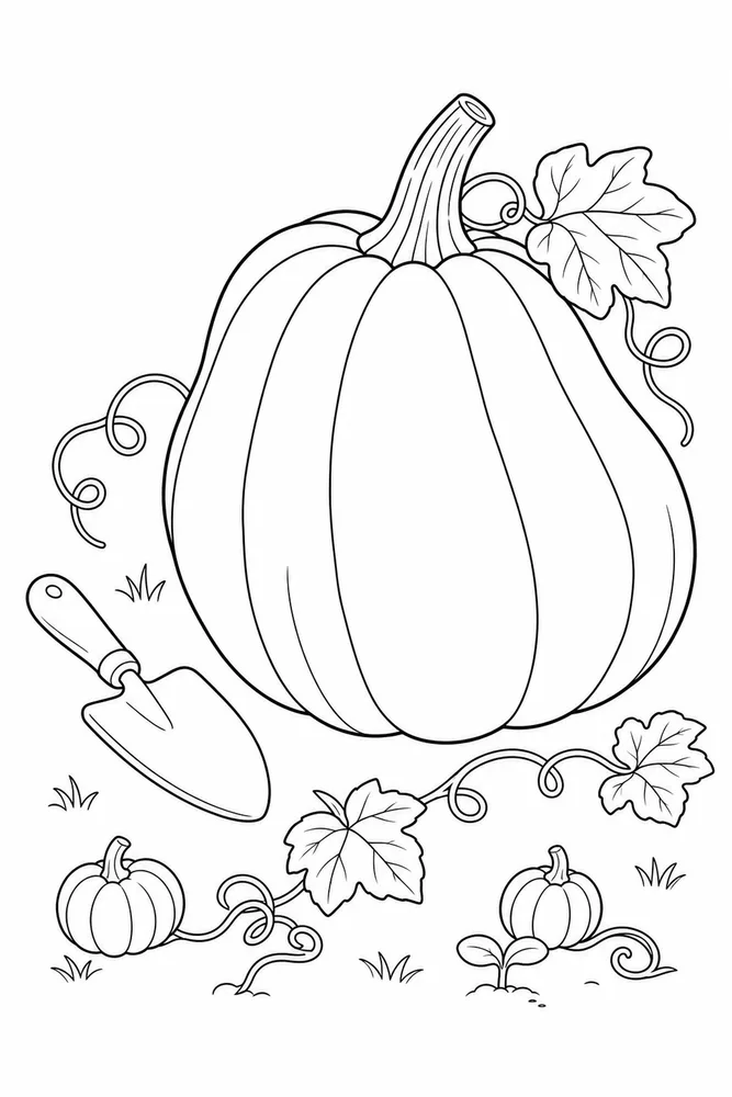 Pumpkin Patch Pumpkin patch front portrait coloring page