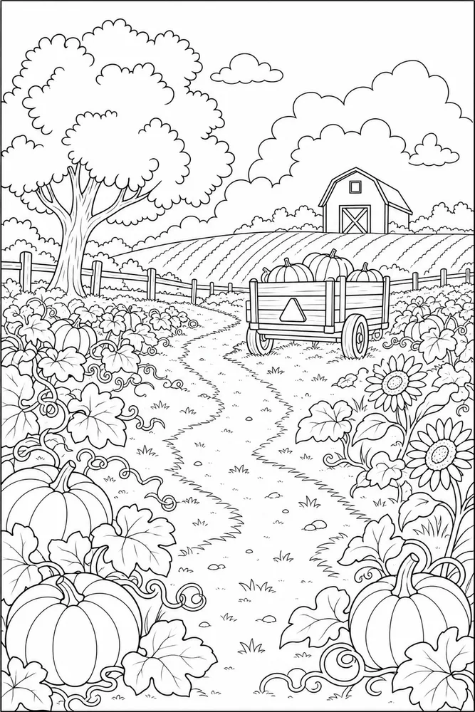 Pumpkin Patch Pumpkin patch habitat background coloring page