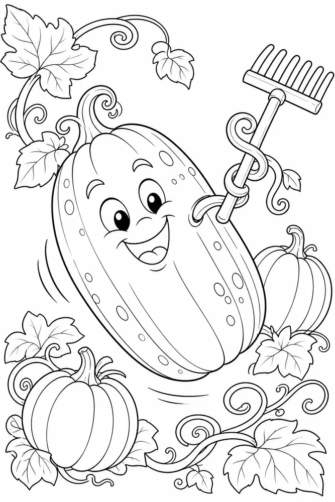 Pumpkin Patch Pumpkin patch playful pose coloring page