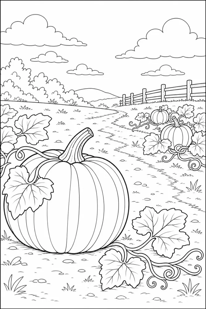Pumpkin Patch Pumpkin patch simple scene coloring page